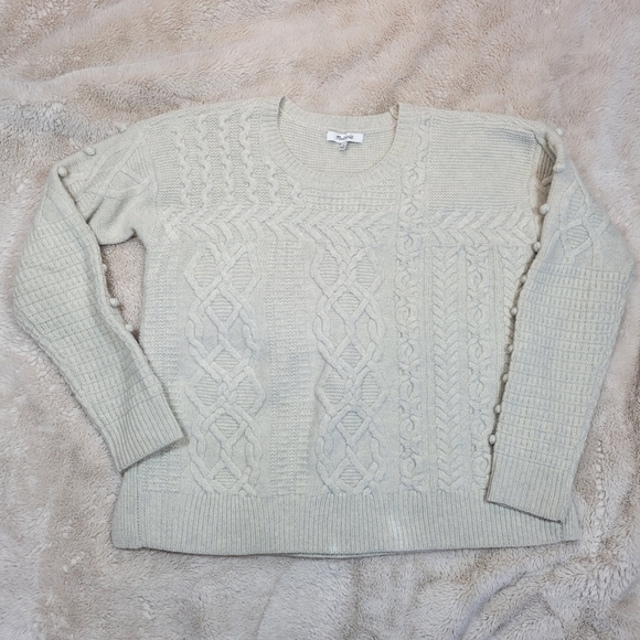 Madewell Cream Cable Knit Textured Sweater Size Small - Picture 7 of 10